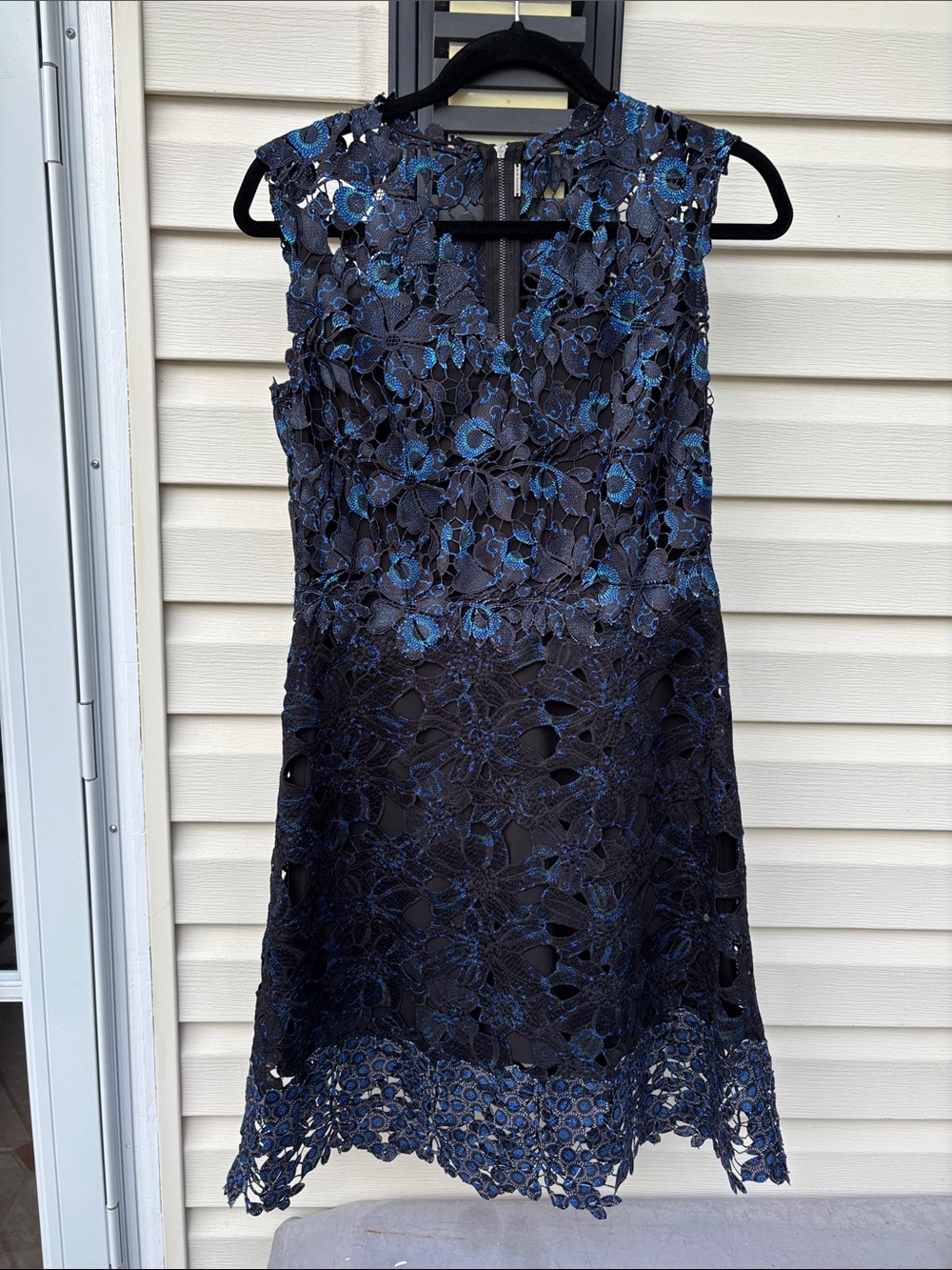 REVOLVE/Elie Tahari Navy Blue Floral Lace Midi Ophelia Dress-4